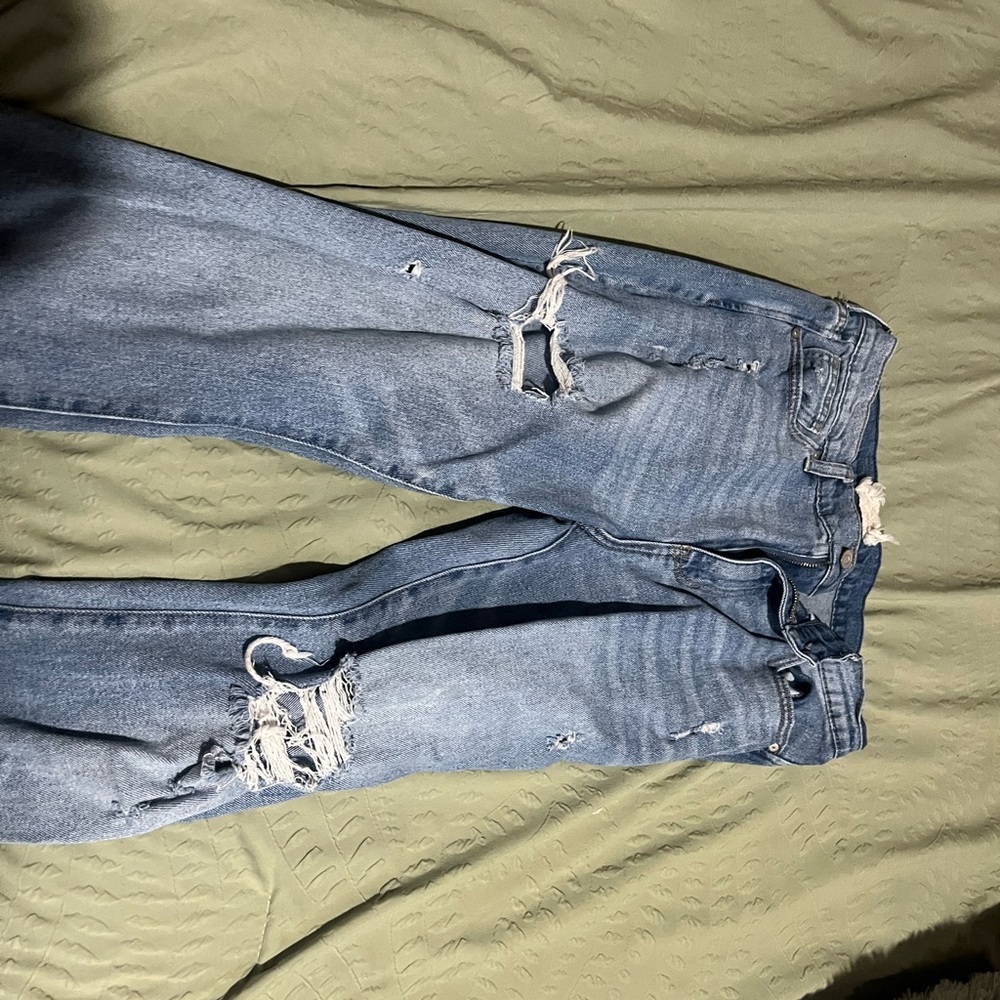 Distressed Blue Jeans